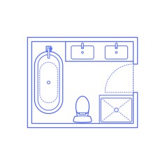 Layouts Bathrooms Primary Luxury 2 Wall Center Simple Line Art Svg Vector, Free Vectors File